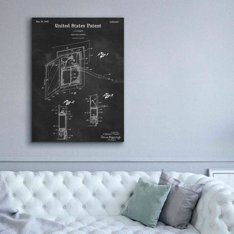 Image of 'Fire Hose Cabinet Blueprint Patent Chalkboard,' Canvas Wall Art,40 x 54