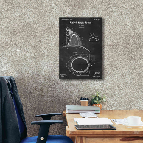 Image of 'Fireman's Hat Blueprint Patent Chalkboard,' Canvas Wall Art,18 x 26