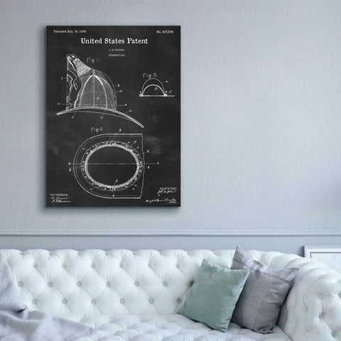 Image of 'Fireman's Hat Blueprint Patent Chalkboard,' Canvas Wall Art,40 x 54