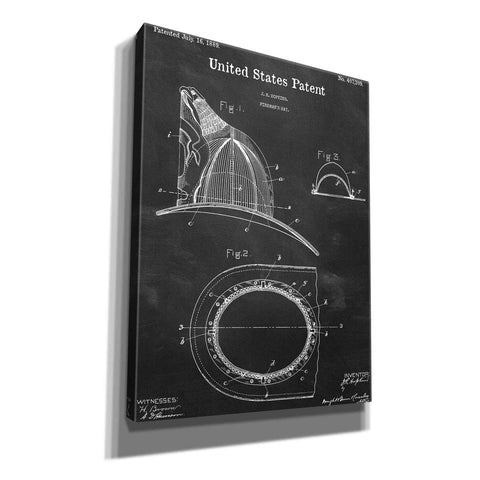 Image of 'Fireman's Hat Blueprint Patent Chalkboard,' Canvas Wall Art,12x16x1.1x0,18x26x1.1x0,26x34x1.74x0,40x54x1.74x0