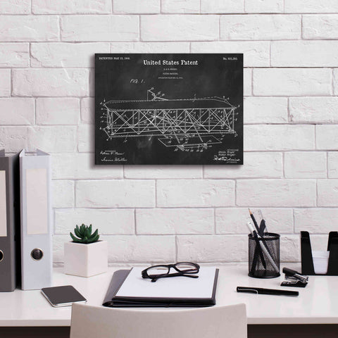 Image of 'Wright Bros. Flying Machine Blueprint Patent Chalkboard' Canvas Wall Art,16 x 12