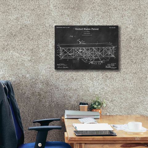 Image of 'Wright Bros. Flying Machine Blueprint Patent Chalkboard' Canvas Wall Art,26 x 18
