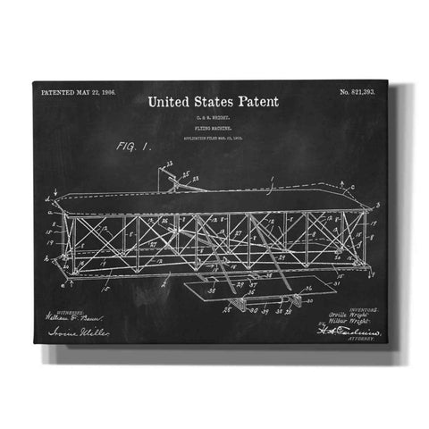 Image of 'Wright Bros. Flying Machine Blueprint Patent Chalkboard' Canvas Wall Art,16x12x1.1x0,26x18x1.1x0,34x26x1.74x0,54x40x1.74x0