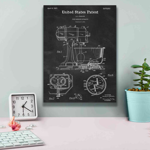 Image of 'Kitchen Mixer Blueprint Patent Chalkboard,' Canvas Wall Art,12 x 16