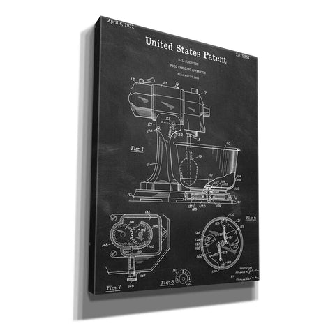 Image of 'Kitchen Mixer Blueprint Patent Chalkboard,' Canvas Wall Art,12x16x1.1x0,18x26x1.1x0,26x34x1.74x0,40x54x1.74x0