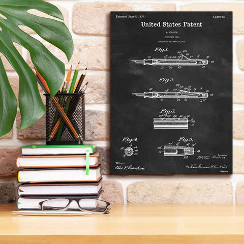 Image of 'Fountain Pen Blueprint Patent Chalkboard,' Canvas Wall Art,12 x 16