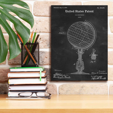 Image of 'globe Blueprint Patent Chalkboard,' Canvas Wall Art,12 x 16