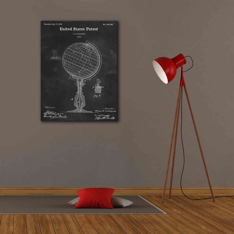 Image of 'globe Blueprint Patent Chalkboard,' Canvas Wall Art,26 x 34