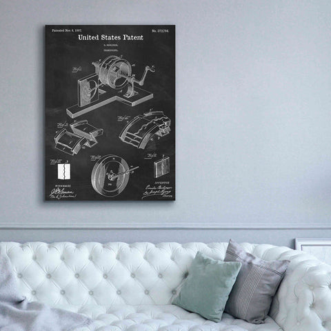 Image of 'Gramophone, 1887 Blueprint Patent Chalkboard,' Canvas Wall Art,40 x 54