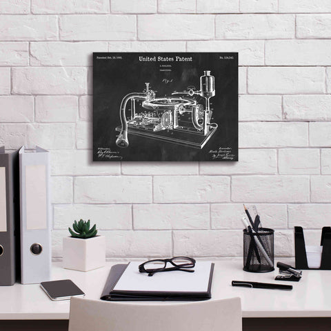 Image of 'Gramophone, 1895 Blueprint Patent Chalkboard,' Canvas Wall Art,16 x 12