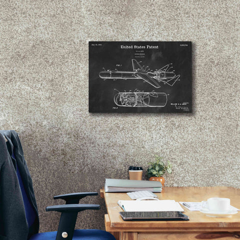Image of 'Cold War Era Guided Missile Blueprint Patent Chalkboard,' Canvas Wall Art,26 x 18