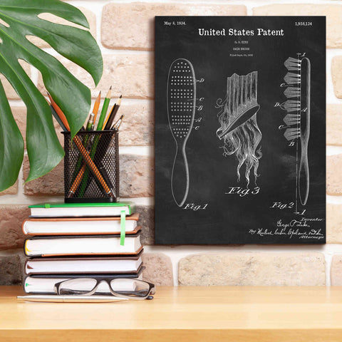 Image of 'Hair Brush Blueprint Patent Chalkboard,' Canvas Wall Art,12 x 16