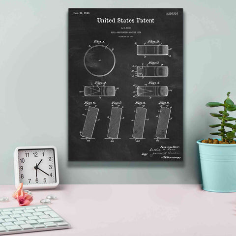 Image of 'Hockey Puck Blueprint Patent Chalkboard,' Canvas Wall Art,12 x 16