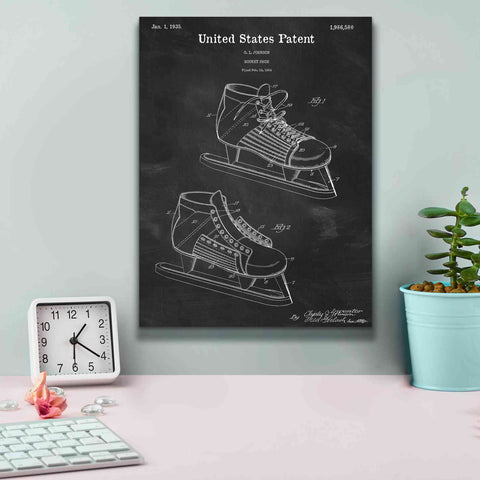Image of 'Hockey Shoe, 1935 Blueprint Patent Chalkboard,' Canvas Wall Art,12 x 16
