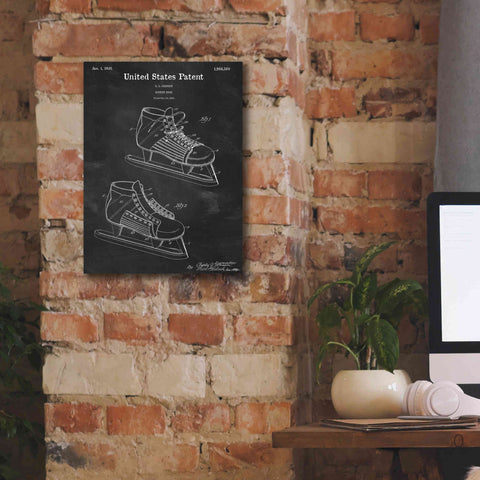 Image of 'Hockey Shoe, 1935 Blueprint Patent Chalkboard,' Canvas Wall Art,12 x 16
