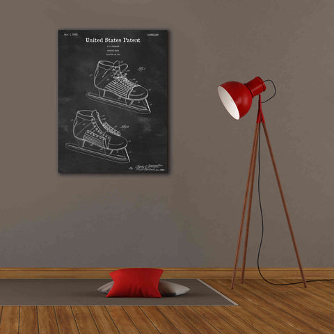 Image of 'Hockey Shoe, 1935 Blueprint Patent Chalkboard,' Canvas Wall Art,26 x 34