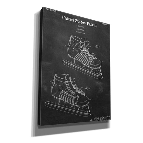 Image of 'Hockey Shoe, 1935 Blueprint Patent Chalkboard,' Canvas Wall Art,12x16x1.1x0,18x26x1.1x0,26x34x1.74x0,40x54x1.74x0