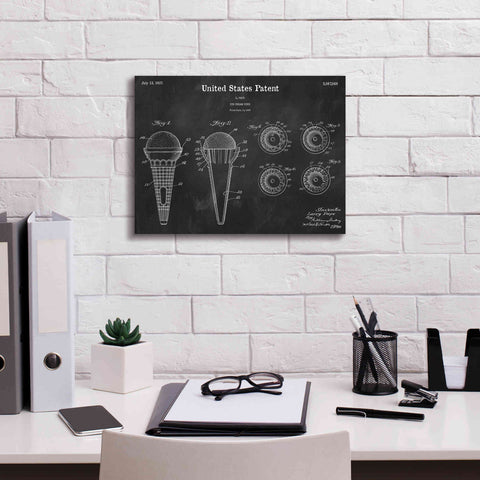Image of 'Ice Cream Cone Blueprint Patent Chalkboard,' Canvas Wall Art,16 x 12