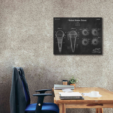Image of 'Ice Cream Cone Blueprint Patent Chalkboard,' Canvas Wall Art,34 x 26