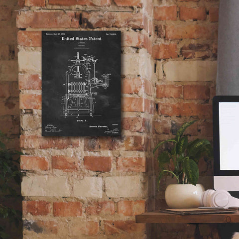 Image of 'Wine Press Blueprint Patent Chalkboard,' Canvas Wall Art,12 x 16