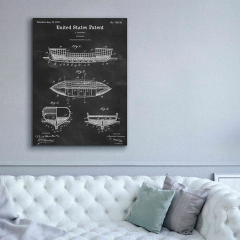Image of 'Lifeboat Blueprint Patent Chalkboard,' Canvas Wall Art,40 x 54