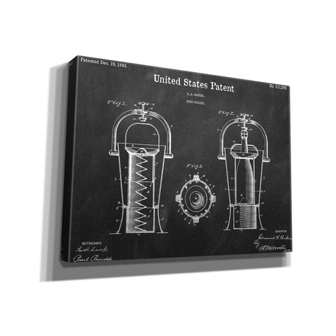 Image of 'Wine Cooler Blueprint Patent Chalkboard,' Canvas Wall Art,16x12x1.1x0,26x18x1.1x0,34x26x1.74x0,54x40x1.74x0