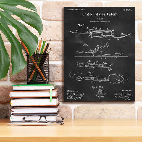 Image of 'Medicine Spoon Blueprint Patent Chalkboard,' Canvas Wall Art,12 x 16