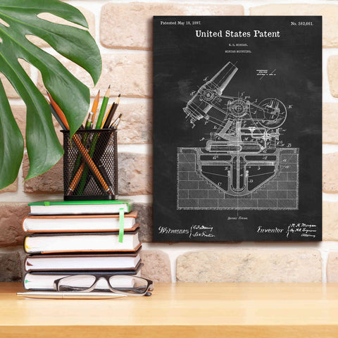 Image of 'Mortar Mounting Blueprint Patent Chalkboard,' Canvas Wall Art,12 x 16