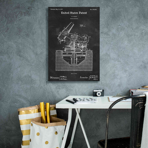 Image of 'Mortar Mounting Blueprint Patent Chalkboard,' Canvas Wall Art,18 x 26