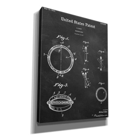 Image of 'Wedding Ring Blueprint Patent Chalkboard,' Canvas Wall Art,12x16x1.1x0,18x26x1.1x0,26x34x1.74x0,40x54x1.74x0