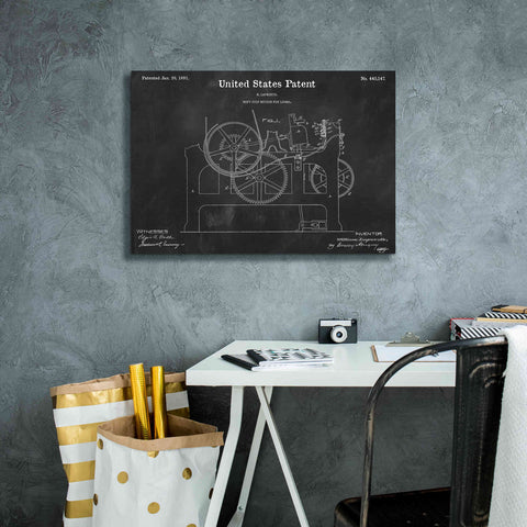 Image of 'Weft Stop Motion for Looms Blueprint Patent Chalkboard,' Canvas Wall Art,26 x 18