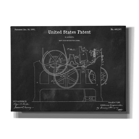 Image of 'Weft Stop Motion for Looms Blueprint Patent Chalkboard,' Canvas Wall Art,16x12x1.1x0,26x18x1.1x0,34x26x1.74x0,54x40x1.74x0