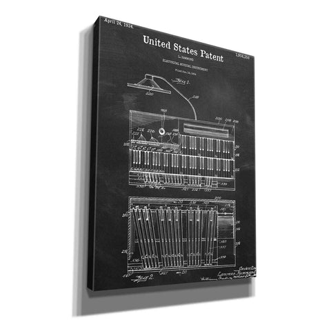 Image of 'Keyboard Instrument Blueprint Patent Chalkboard,' Canvas Wall Art,12x16x1.1x0,18x26x1.1x0,26x34x1.74x0,40x54x1.74x0