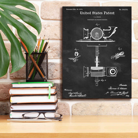 Image of 'Phonograph Blueprint Patent Chalkboard,' Canvas Wall Art,12 x 16