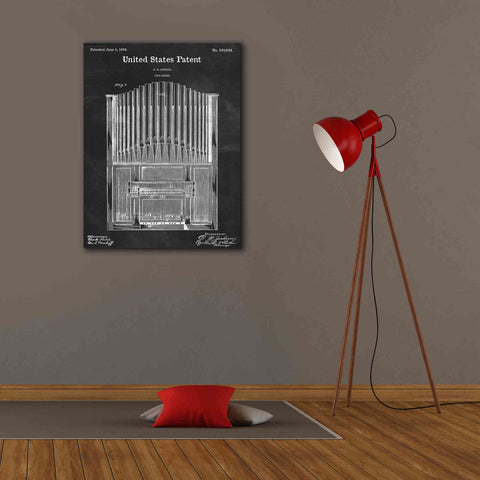 Image of 'Pipe Organ Blueprint Patent Chalkboard,' Canvas Wall Art,26 x 34