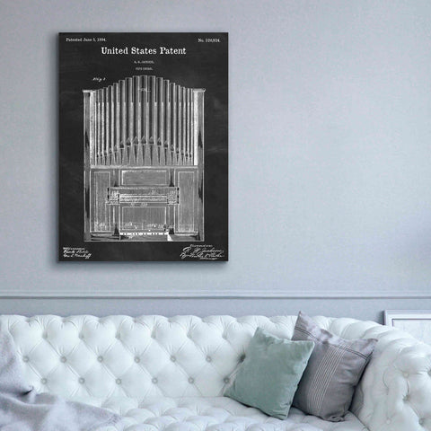 Image of 'Pipe Organ Blueprint Patent Chalkboard,' Canvas Wall Art,40 x 54