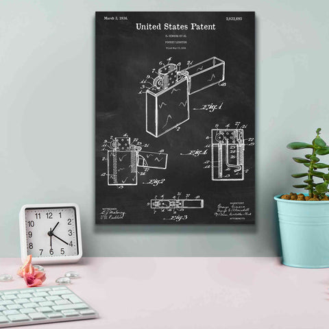 Image of 'Pocket Lighter Blueprint Patent Chalkboard,' Canvas Wall Art,12 x 16