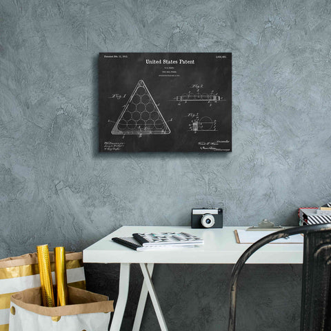 Image of 'Pool Ball Frame Blueprint Patent Chalkboard,' Canvas Wall Art,16 x 12