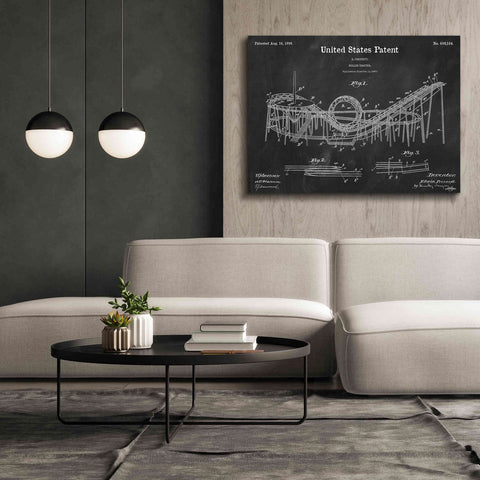 Image of 'Roller Coaster Blueprint Patent Chalkboard,' Canvas Wall Art,54 x 40