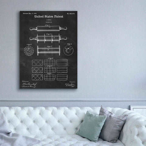 Image of 'Rolling Pin Blueprint Patent Chalkboard,' Canvas Wall Art,40 x 54