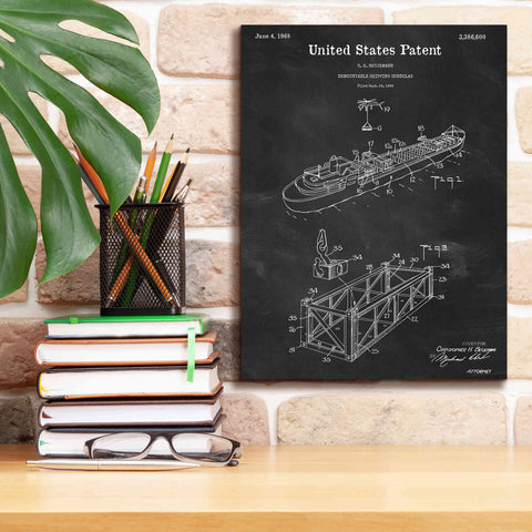 Image of 'Shipping Gondola Blueprint Patent Chalkboard,' Canvas Wall Art,12 x 16
