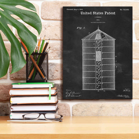 Image of 'Silo Blueprint Patent Chalkboard,' Canvas Wall Art,12 x 16