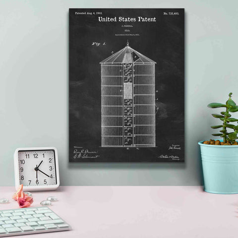 Image of 'Silo Blueprint Patent Chalkboard,' Canvas Wall Art,12 x 16