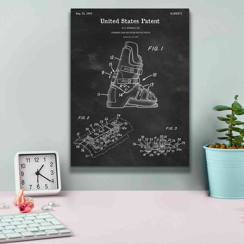 Image of 'Ski Boots Blueprint Patent Chalkboard,' Canvas Wall Art,12 x 16