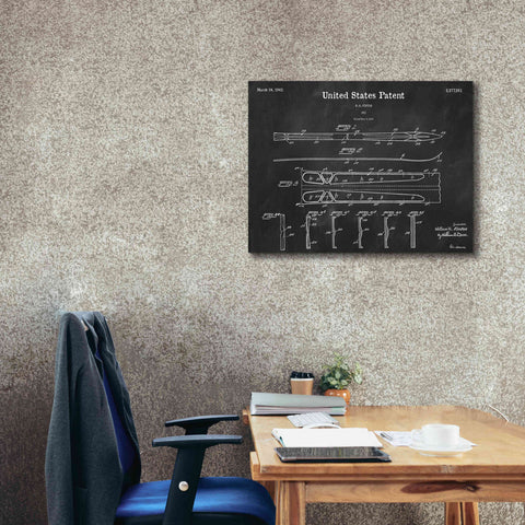 Image of 'Ski Blueprint Patent Chalkboard,' Canvas Wall Art,34 x 26