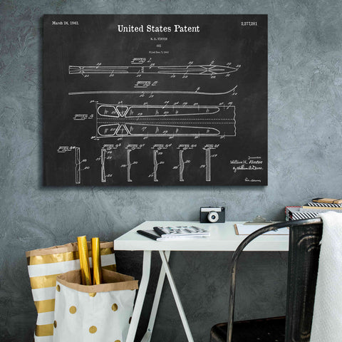 Image of 'Ski Blueprint Patent Chalkboard,' Canvas Wall Art,34 x 26