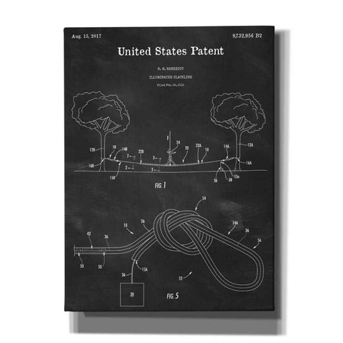 Image of 'Slackline Blueprint Patent Chalkboard,' Canvas Wall Art,12x16x1.1x0,18x26x1.1x0,26x34x1.74x0,40x54x1.74x0
