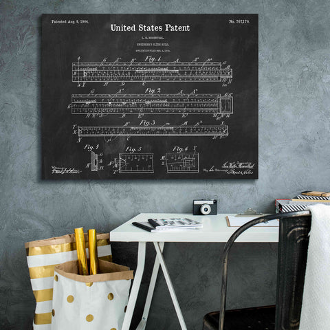 Image of 'Slide Rule Blueprint Patent Chalkboard,' Canvas Wall Art,34 x 26
