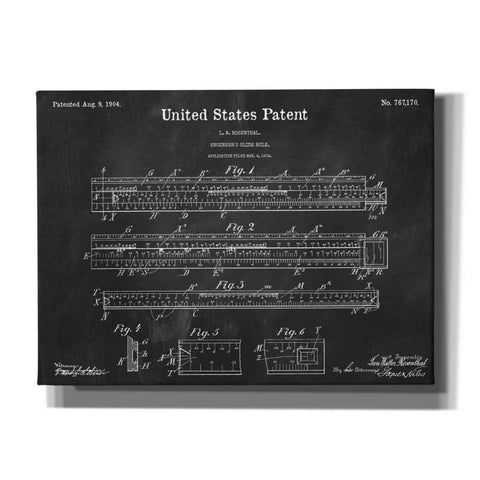 Image of 'Slide Rule Blueprint Patent Chalkboard,' Canvas Wall Art,16x12x1.1x0,26x18x1.1x0,34x26x1.74x0,54x40x1.74x0