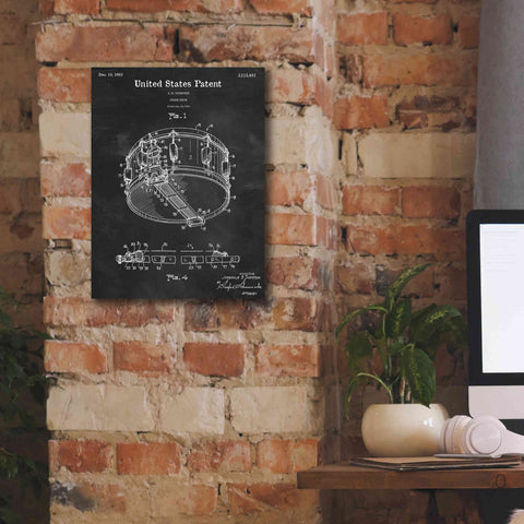 Image of 'Snare Drum Blueprint Patent Chalkboard,' Canvas Wall Art,12 x 16